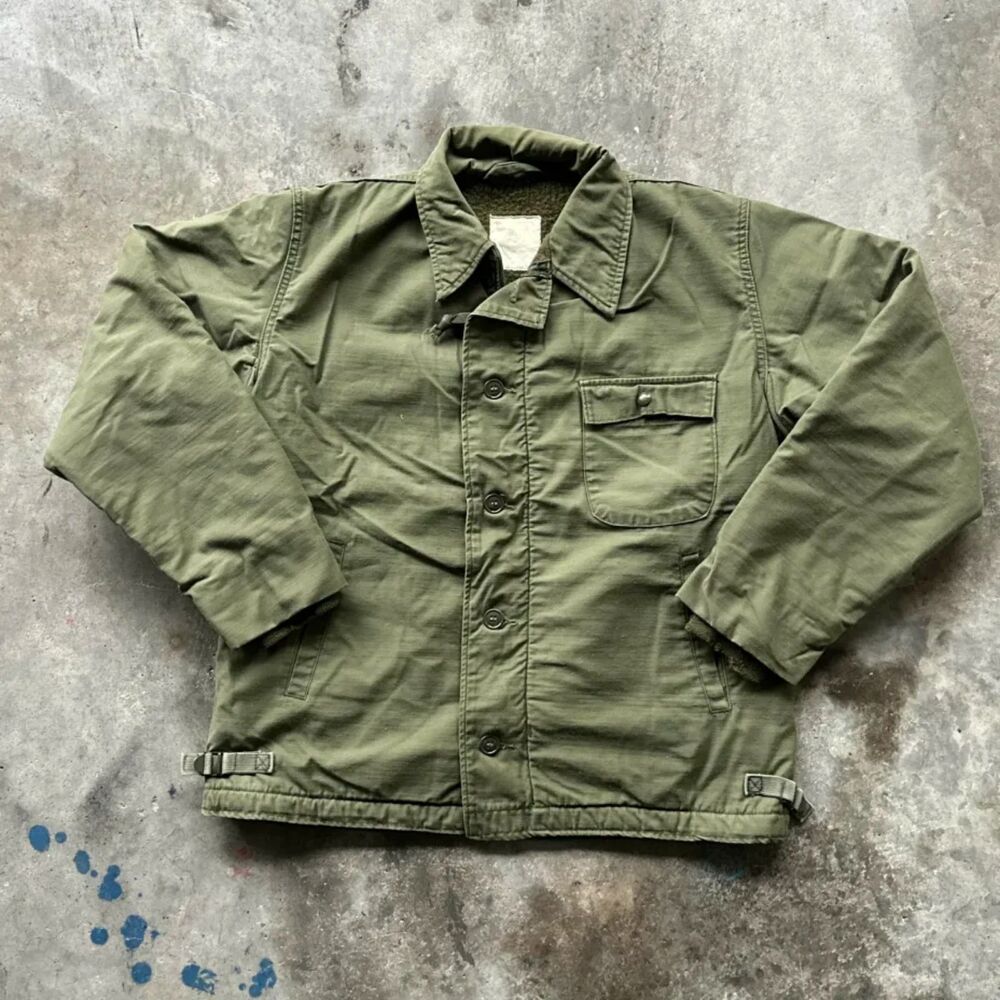 Vintage 80s Military USN A-2 Deck Jacket Size 42